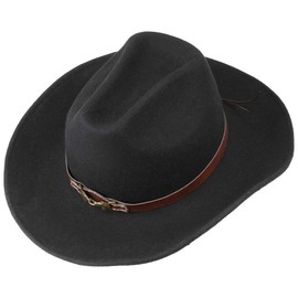 Lipodo Horses Cowboy Hat - Felt Hat with Stretch Lining - Men - Autumn / Winter - Wool Felt, black, 59