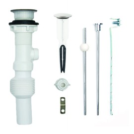 PF WaterWorks FlexPOPUP Expandable, Sink/Lavatory Pop-Up Drain (Easy Remove Stopper), Flex-n-Fit Body No Overflow; Chrome; PF0756-CH-NO