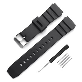 Narako Black Silicone Rubber Replacement Divers Watch Band Strap 18mm 20mm 22mm for men (18mm, Black-B)