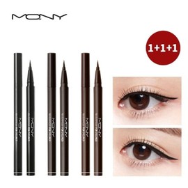 1+1+1 Waterproof Pen Eyeliner Liquid Brush Pen Liner 3 Colors