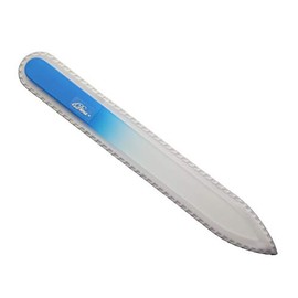 Genuine Czech Tempered Crystal Glass Medium 5 1/2 inch Manicure Nail File in a Protective Case (Baby Blue)