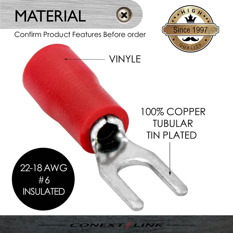 Conext Link STV-6R100 Vinyl Spade Terminal 100 Pack (#6 Stud,