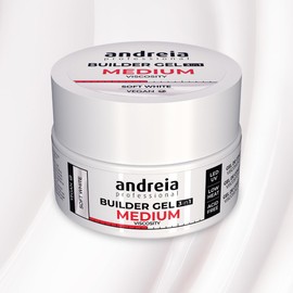 Andreia Professional Nail Gel Builder with Medium Viscosity - Best as a Base and Top Coat for Gel Building LED & UV Nail Art Set - Soft White 22 g