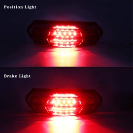KOPPANG Universal Integrated Motorcycle 25 LED Tail Light With Turn Signal Function For Dirt Bike Buggy Chooper Cruiser ATV (Smoke/Stop Alert)
