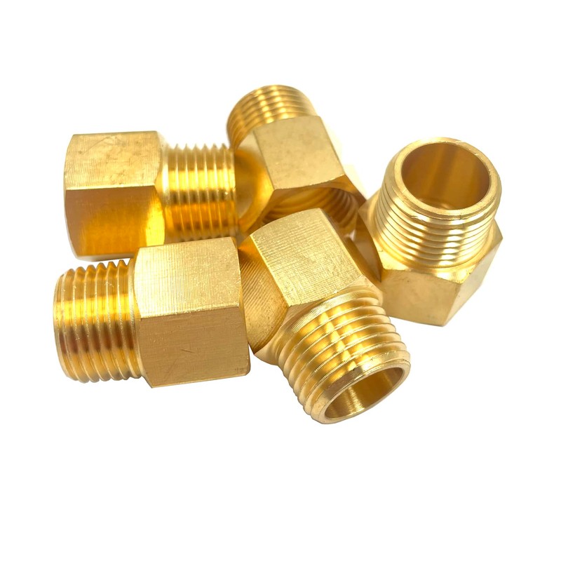 5 Pack Solid Brass 1/2" Female NPT x 1/2" Male