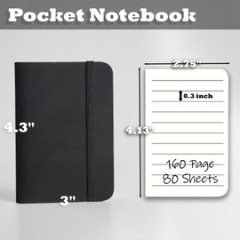 TUZAA 2 Pack Small Pocket Notebook,Journal Hardcover Notepad with Thick Lined Paper, 200 Pages Hardcover Mini Journal Notepad (Black＆Gray)