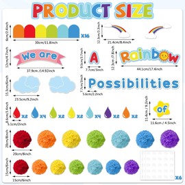 3D We are A Rainbow of Possibilities Bulletin Board Decorations Colorful Rainbow Bulletin Board Motivational Rainbow Themed Classroom Decor for Back to School Chalkboards Wall