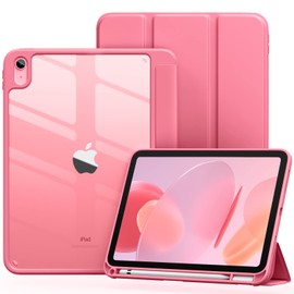 Vobafe Vobafe Case for iPad A16 11th Generation 11 inch 2025/iPad 10th Generation 10.9 inch 2022, PC Clear Back Cover, Trifold Stand for iPad 11th/10th Gen with Pencil Holder, Auto Wake/Sleep, Pink