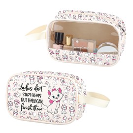 Transparente Make-up-Tasche für Damen, Motiv: Katze, mit Griff, für Katzenliebhaber, Damen PU, Nein