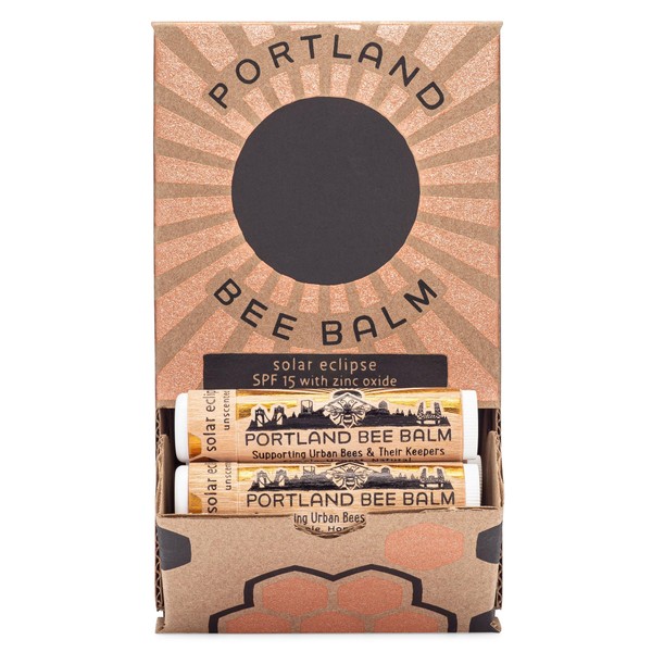 Portland Bee Balm Solar Eclipse All Natural Handmade Beeswax Based SPF 15 Lip Balm, 24 Count