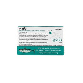 Matiz Mackerel in Extra Virgin Olive Oil, 3 Ounce Can, Spanish Natural Artisan Wild Caught Fish (1 Pack)