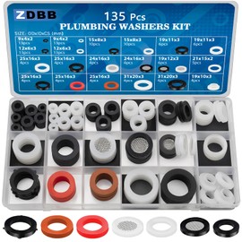 ZDBB 135 Pcs Flat Washer,Silicone and Nitrile Rubber Assortment Kit, Used for Faucet,Shower Head, Garden Hoses, Reusable Flat Washer O Rings