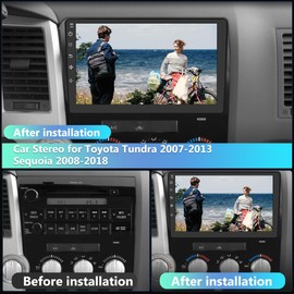 Car Stereo Android 13 for Toyota Tundra 2007-2013 Sequoia 2008-2018 10.1 Inch Touch Screen 2+64GB Car Radio Wireless CarPlay GPS Navigation WiFi BT Mirror Link SWC