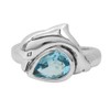 Sterling Silver Dolphin Teardrop Crystal Rings, Aqua, Size 8