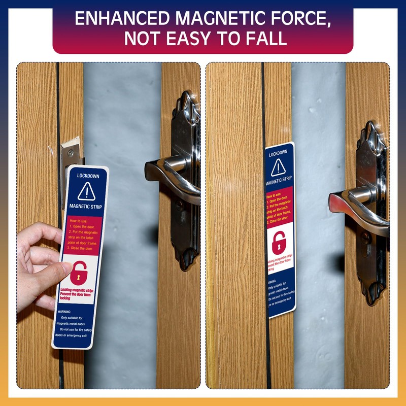 Kanayu 15 Piece Lockdown Magnetic Strips for School Door Frames