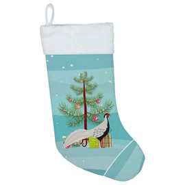 Caroline's Treasures BB9296CS Silver Pheasant Christmas Christmas Stocking, Teal Fireplace Hanging Stockings Christmas Season Party Decor Family Holiday Decorations