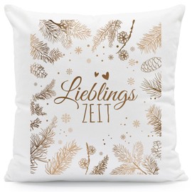 GRAVURZEILE Cushion with Christmas Motif – Favourite Time – Christmas Decoration – Gifts for Him and Him – for Secret Santa and as a Gift for Men and Women – With Filling