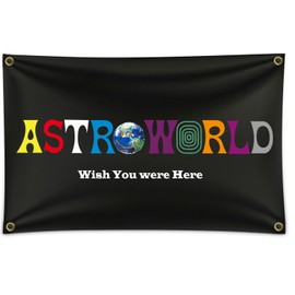 Astroworld Flag 3x5 Ft New UV Resistance Fading Polyester Four Brass Grommets,Durable Man Cave Wall Flag with Brass Grommets for College Dorm Room Decor,Outdoor,Parties,Gift