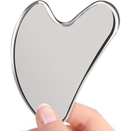 SWEETDREAM Gua Sha, Herramientas faciales, Guasha de acero inoxidable para terapia de acupuntura facial y corporal, spa, tratamiento de punto de activación, herramienta de masaje de raspado, Plateado