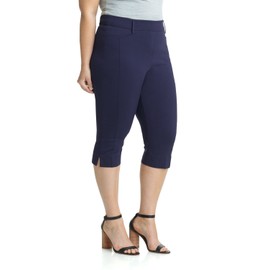 Rekucci Curvy Woman Ease into Comfort Plus Size Capri w/Tummy Control (16W, Navy)