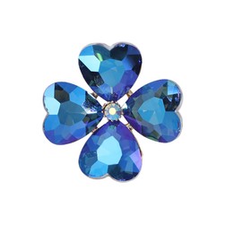 Shamrock Four Leaf Clover Brooch Pin St. Patrick's Day Lucky Irish Clover Lapel Pins Crystal Flower Decor Elegant Dress Boutonniere Corsage for Hat Bag Suit Tie Jewelry Gift for Women Men (Blue)