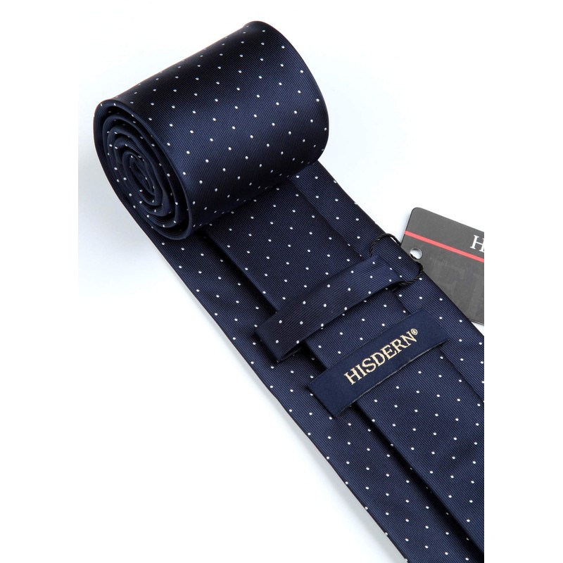 HISDERN Men's Tie with Pocket Square Dot Ties Wedding Classic