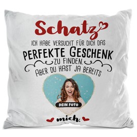 PR Print Royal Fluffy Photo Cushion with Saying Design with Photo - Anniversary Gifts | Includes Filling White Fluffy 40 x 40 cm