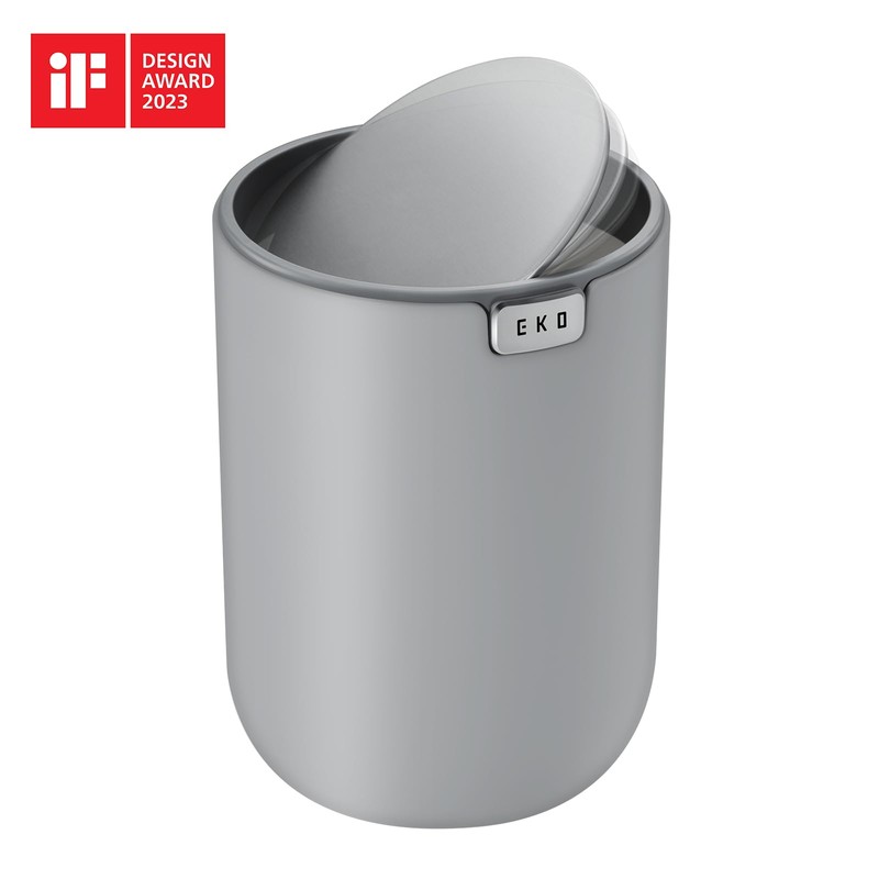 EKO Mini Desk Trash Can with Swing-Top Lid 0.4 Gallon