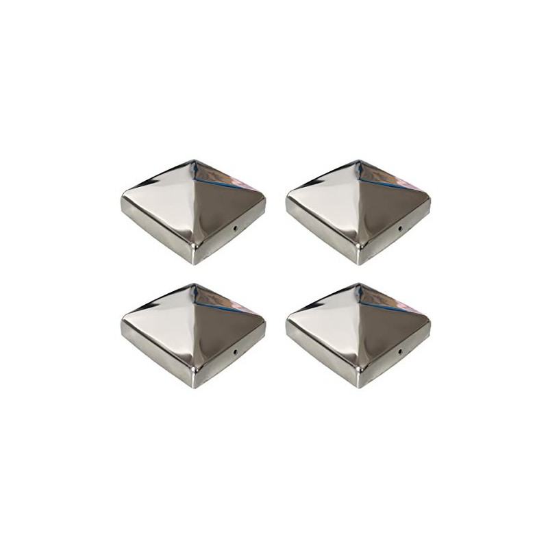Sunload Post Cap Stainless Steel Square Pyramid-Shaped Set of 4