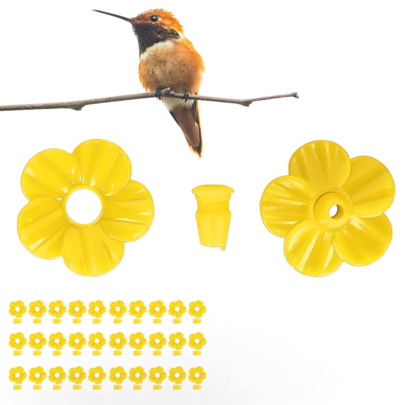 Ejoyous - Alimentador de colibrí, 30 flores de repuesto, amarillas,