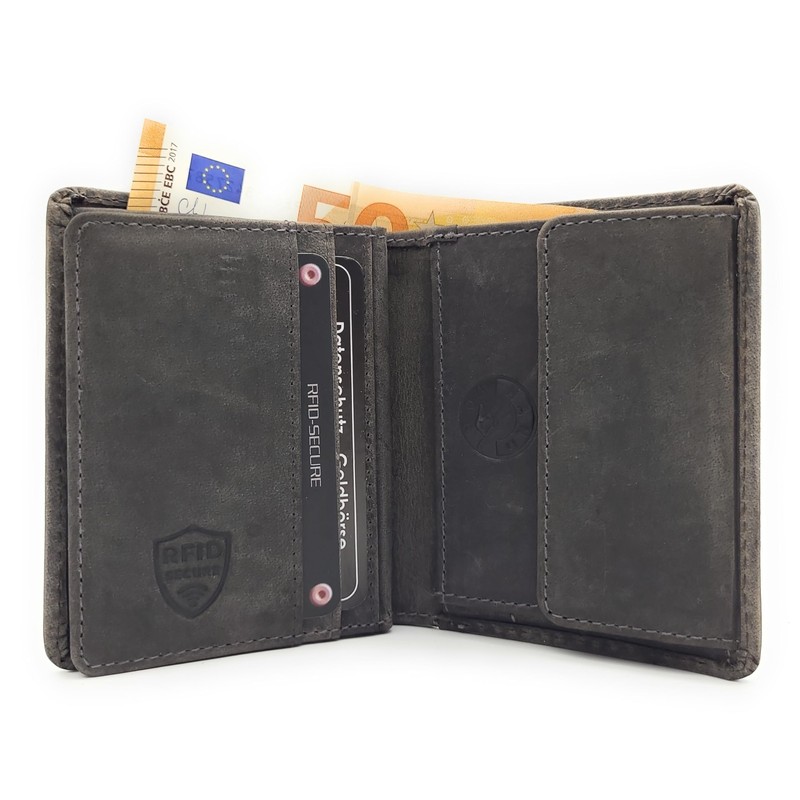 Genuine Leather Mini Wallet 3D Eagle or Wolf with RFID