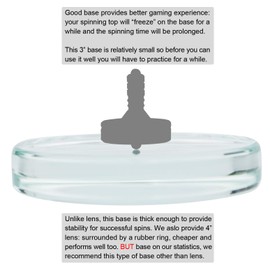 DjuiinoStar 3" Spinning Top Base, Highly Polished by Hand, 30cm Focal Length (Single Concave), Diameter 3"/7.8cm, Thickness 0.55"/1.4cm, Weight 0.38lb