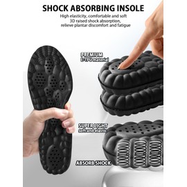 4D Cloud Insoles for Men and Women, Arch Support Insoles, Memory Foam Insoles, Shock Absorption and Cushioning Sports Shoe Insoles for Foot & Joint Support (Graphene Black, Men 7-7.5/Women 9-9.5)