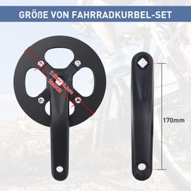 MEGHNA 1-Speed 170 mm Crankset Bicycle Crankset Aluminium Crankset 42T for MTB/City Bike/City Bike/Women's Bicycle