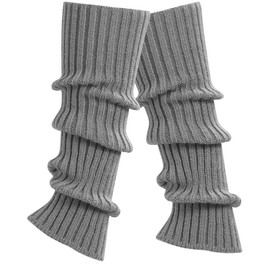 ZKGYUS Leg Warmers for Women, Overknees, Knitted Leg Warmers for Women Girls, Winter Boot Cuffs, Warm Knee Warmers, gray