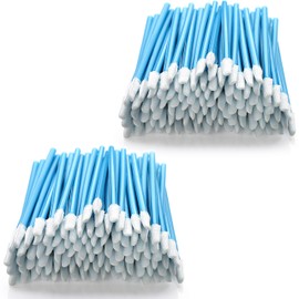 AAwipes Lint Free Polyester Swabs Pointed Tips Microfiber (200 pcs, 73mm/2.9" Length, 3.2mm/0.12" Head Width, Blue) Multi-Purpose Precision Swabs for Inkjet Printers, PCB, Crafts, etc. (A756A)