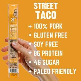 Righteous Felon Jerky Meat Sticks | High Protein, Low Carb, Keto, Gluten Free, Low Sugar, Healthy Snack Stick | All Natural, Individually Wrapped (Street Taco - 10 Pack)