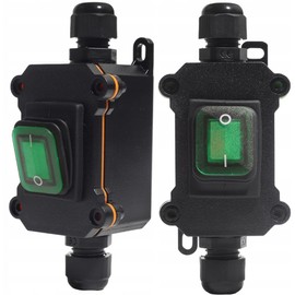 aikoolwer IP67 Waterproof Inline Cord Switch ON/Off 20A 250V 16A 125V Green LED Inline Power Lamp Switch Outdoor Switch