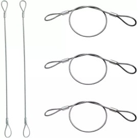 PUSNMI Stainless Steel Cable with Loops, Vinyl Coated Wire Rope Lanyard Lock 5 PCS