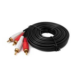 System-S RCA 2 RCA Cable 5 m Male to Male Stereo AV Adapter in Black