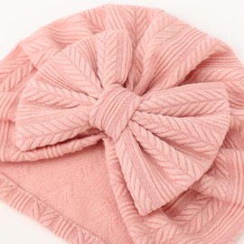 DRESHOW Newborn Baby Hat and Gloves Set Beanie Clothing Unisex Infant Hat Nursery Hat Baby Boys Girls 0-6 Months, 3 sets: bow hats & mittens 58-c02