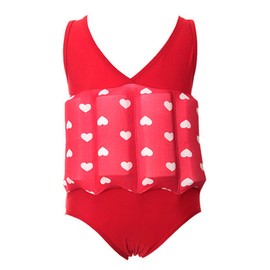 Kids Baby Girls Float Suit Red Heart Floatation Swimsuit with Adjustable Buoyancy Bathing Swimwear One Piece Swimming Suit Toddler Summer Sleeveless Swim Vest Aid Jacket Beachwear Wet Suit Red 5-6T