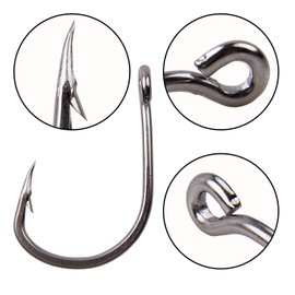 OROOTL Live Bait Circle Fishing Hooks – Pack of 40 Stainless Steel Fishing Hooks, Black Nickel Saltwater Hooks, Sizes 2/0-12/0