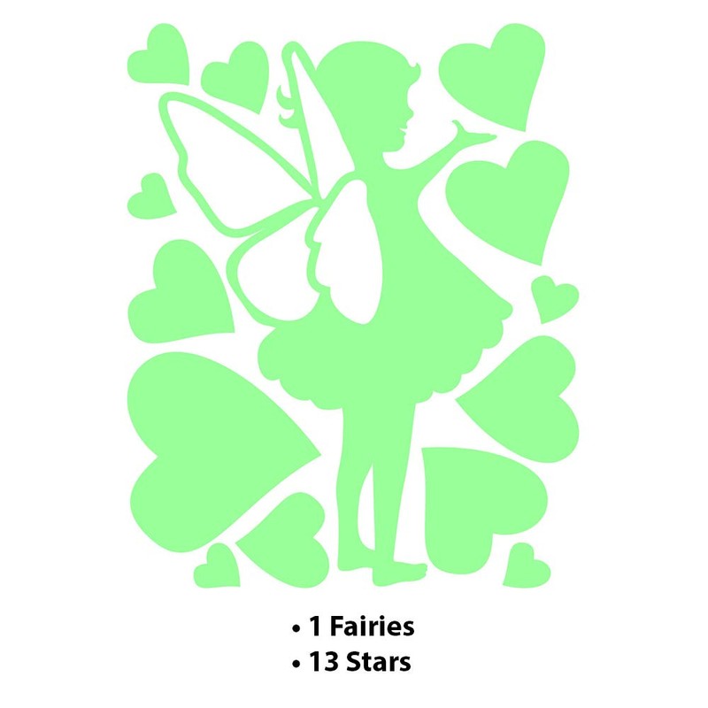 Ambiance Small Fairy Sticker with Hearts Glow in the Dark
