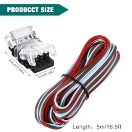 JUNRU 10 Pieces Tunable 3 Pin LED Strip Connectorsand 1 Pieces 5 m/ 19.7 inch Wire,10 mm LED Strip Light Connectors LED Strip Connector Terminal for WS2811 WS2812B SK6812 LED Strip No Soldering