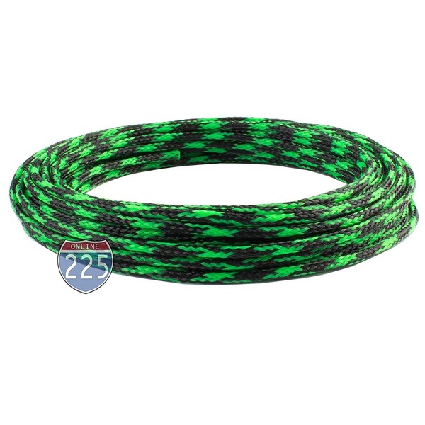 50 FT 1/8" 3mm Black Green Expandable Wire Cable Braided Sleeving Sheathing Loom Tubing US