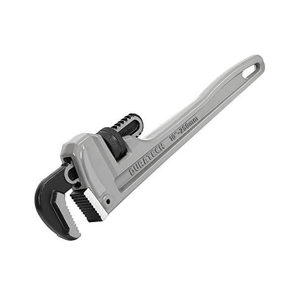 DURATECH Pipe Wrench, Heavy Duty Aluminum Straight Pipe Wrench, 10-inch/250mm Adjustable Plumbing Wrench