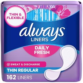 Always Daily Fresh Protectores Diarios Delgados, Absorción Regular, Protectores sin Fragancia, 162 Unidades