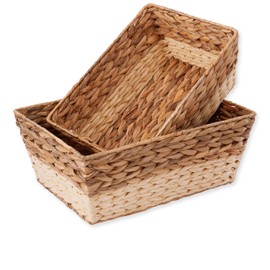 Stylave Storage Baskets, Water Hyacinth Basket Large Wicker Baskets Boho Deco Home Organizer for Bathroom, Kitchen, Living Room, Shelves, Pantry, Closet -Handwoven Laundry Shelf Basket, 2pack