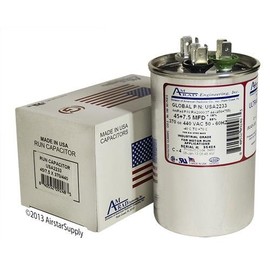 Carrier/Bryant/Payne HC98KA047 Replacement - 45 + 7.5 uf/Mfd 370/440 VAC AmRad Round Dual Universal Capacitor, Made in The U.S.A.